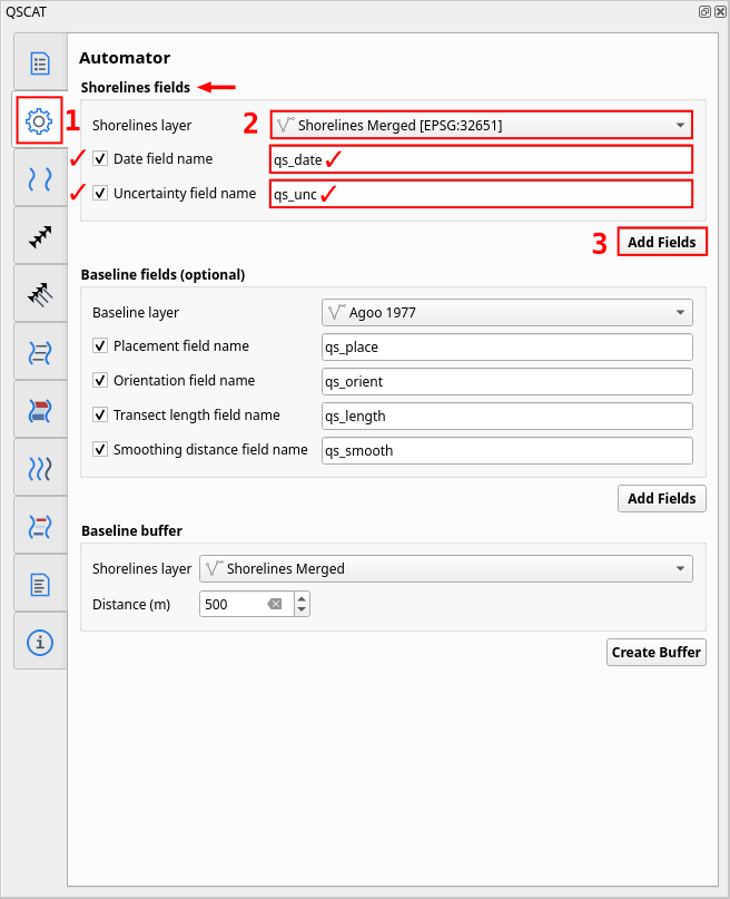 Automating adding of shoreline fields using Shoreline Fields Automator