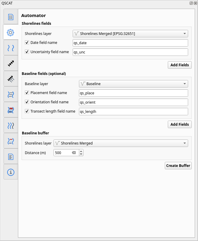 User interface of Automator Tab