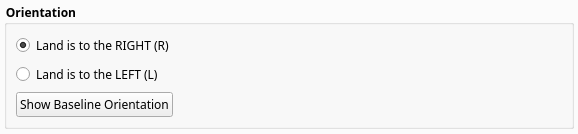 Baseline orientation section in Baseline Tab