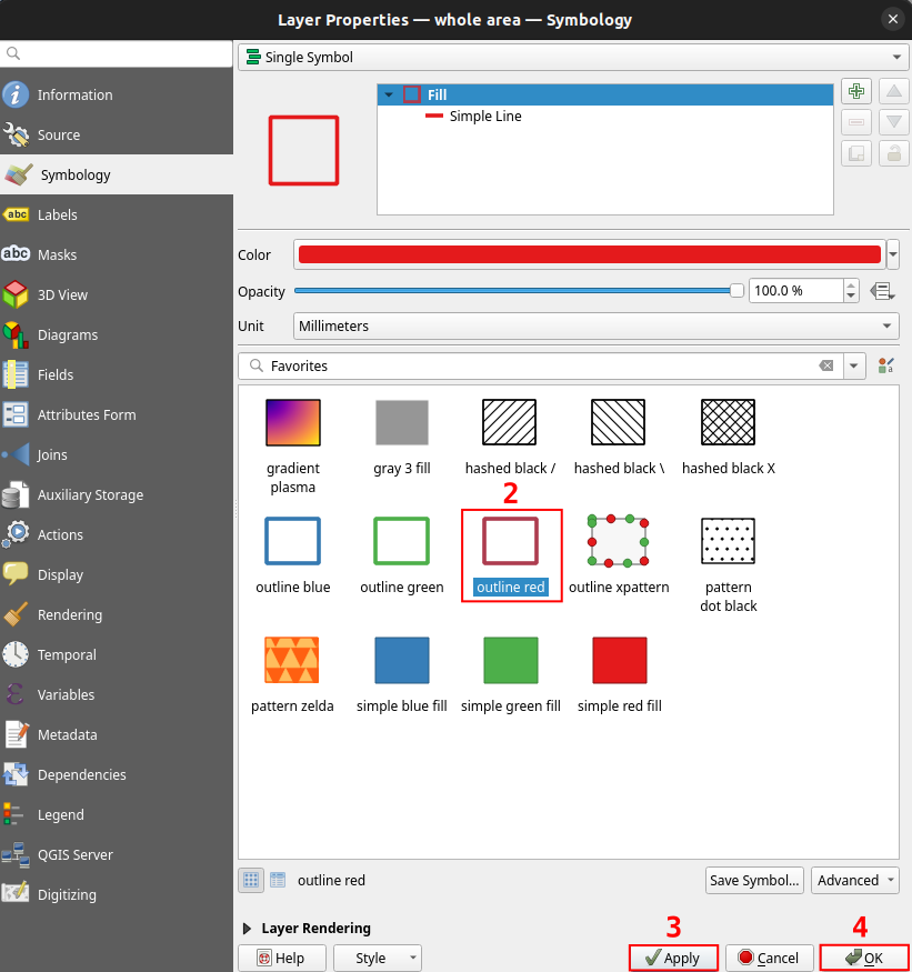 Changing symbology in layer properties