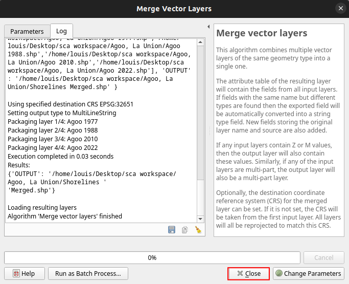 Closing merge vector layers