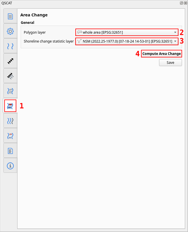 Computing area change in Area Change Tab