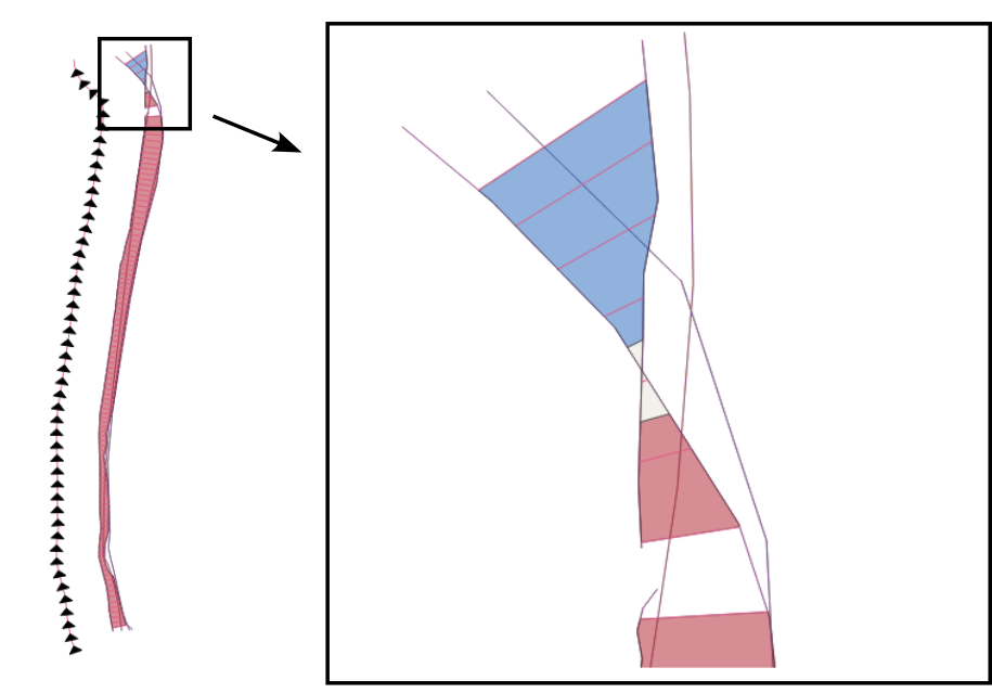 Example area change in the top part