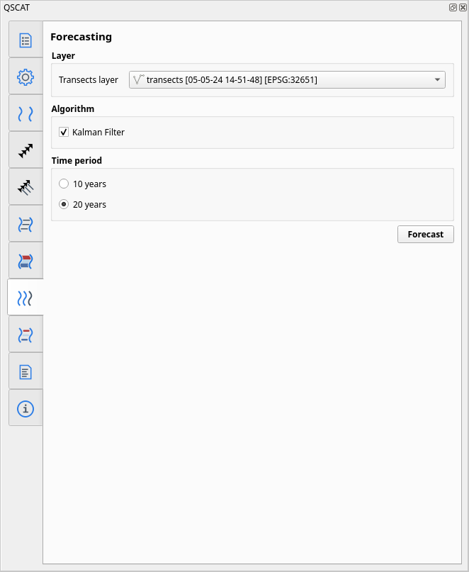 User interface of Forecasting Tab