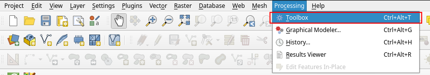 Opening Processing Toolbox in QGIS