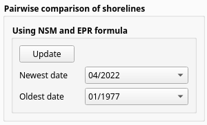 Pairwise comparison of shorelines in Shoreline Change Tab