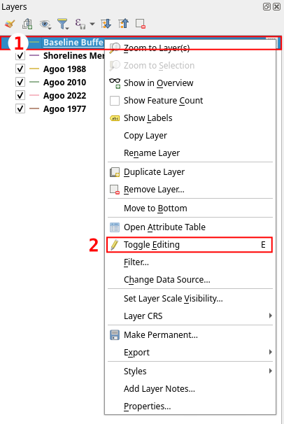 Toggling editing of baseline buffer layer